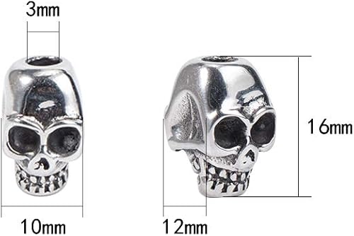 Miniatura 2 de PH PandaHall 10 cuentas de calavera de 0.118in, cuentas de Halloween de acero inoxidable, cuentas espaciadoras de calavera de metal, cuentas de