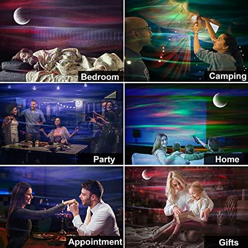 Cadrim Projector Star Aurora Moon Projector Sky Night LED Light Starry 3 in 1 Multicolor Bluetooth Speaker Remote Control Voice Timer Projection Lamp Bedroom Party Stage Wedding Gift Baby Sleep Mood