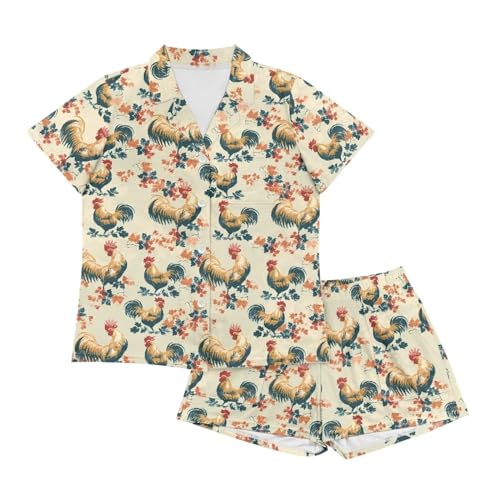 Image of Women's Short Sleeve Sleepwear Pajamas Nightwear with Pockets | skin-friendly breathable material resists pilling fading and deformation after repeated washing