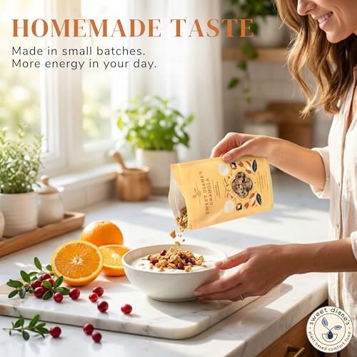 Image of Sweet Diane's Granola - Standard Size (12 oz): Organic, Low-Sugar, High-Fiber, Gluten-Free, Vegan, Delicious Breakfast and Snack Topper (Classic Size, Orange Cranberry)