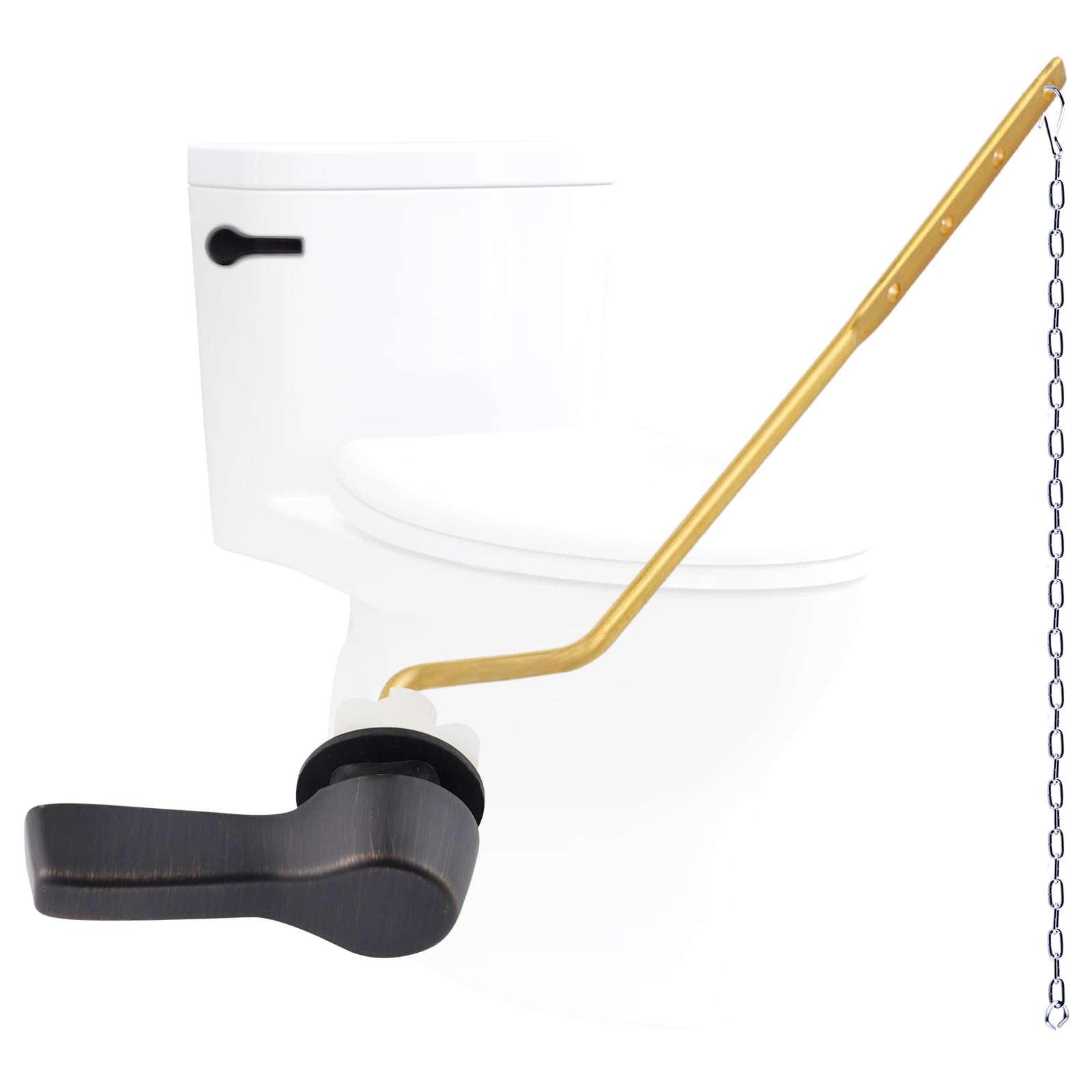 Metal Toilet Handle Lever Replacement, Universal Side Mount, Rubbed Bronze