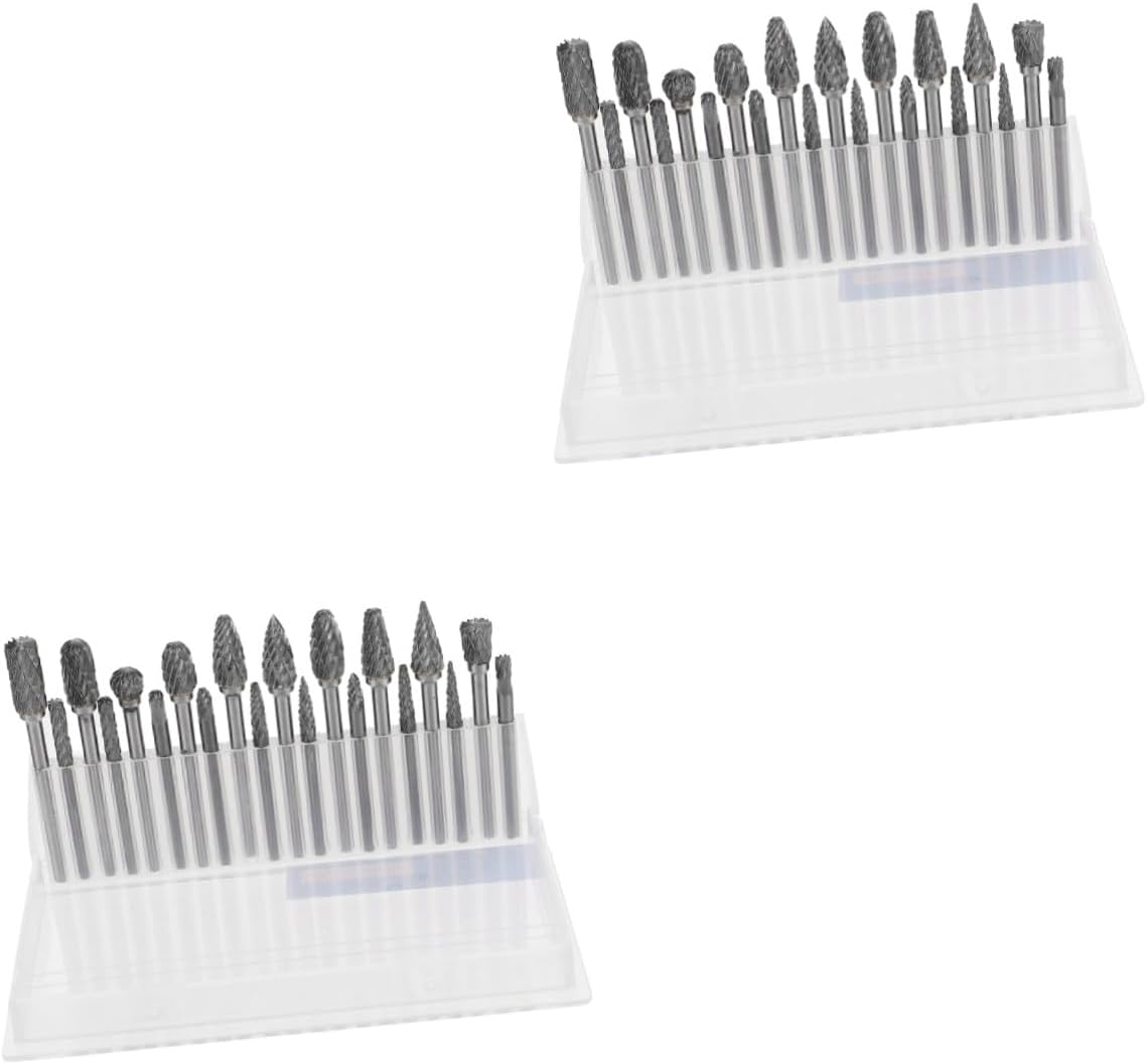 PRETYZOOM 2sets Rotary File Bits Assorted Rotary Tool Bits for Woodworking Grinding Polishing High Hardness Wear Resistance