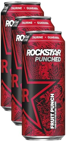 Rockstar Fruit Punch, 16 Fl Oz Can (Pack of 3)