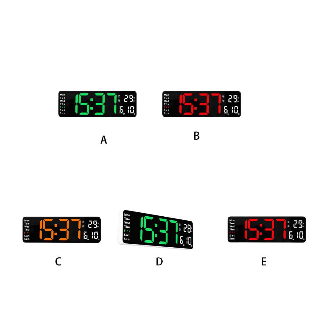 Reloj de con Pantalla Digital Grande y Control Remoto, Temporizador de visualización de Semana y Fecha de Temperatura, Control Remoto de plástico, Naranja Blanca