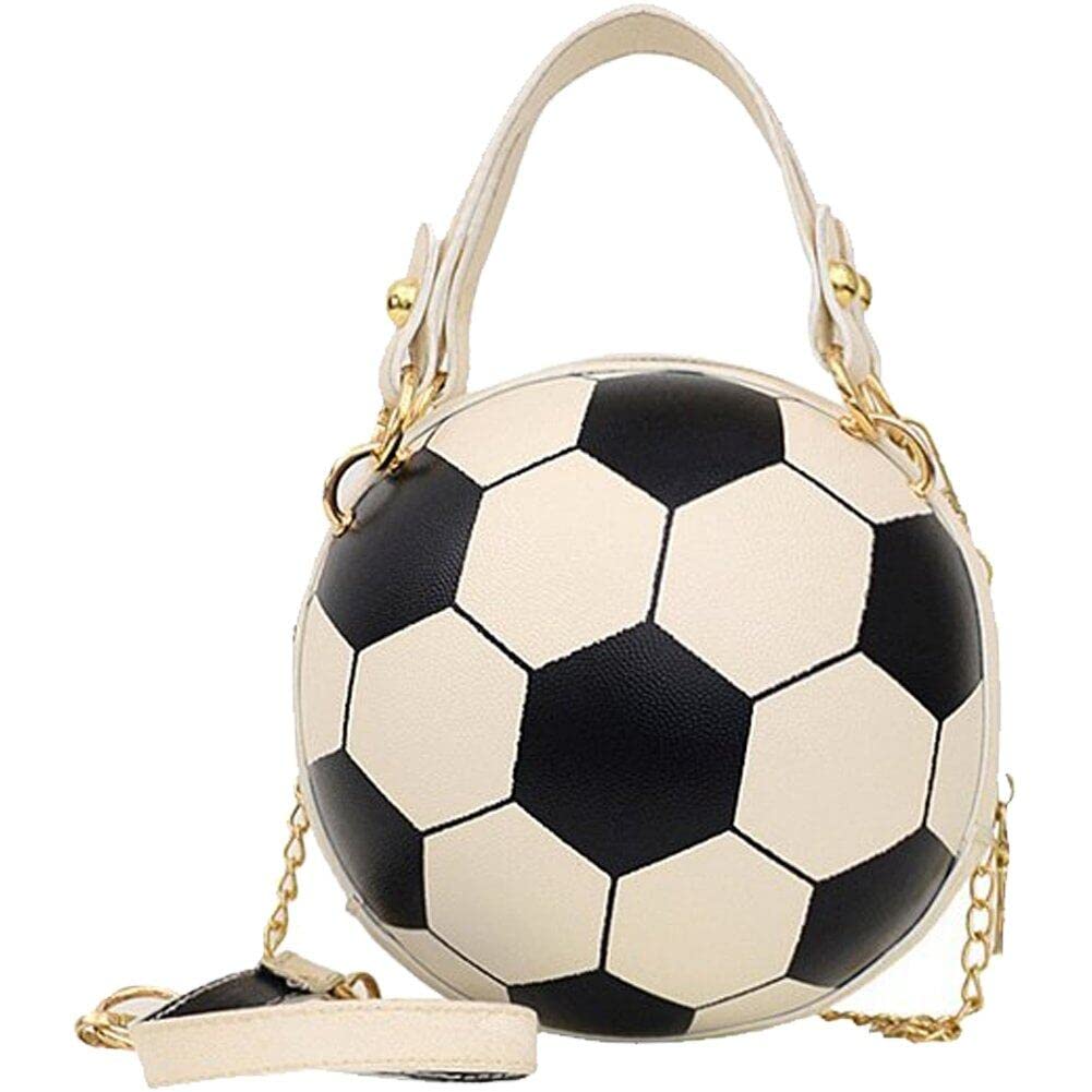 Hrippy Women's Football Crossbody Bag Basketball Shaped Messenger Bag Chain Handbag Novelty Round Purse Circle Shoulder Bag For