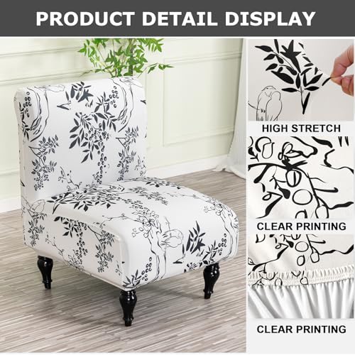 Image of Eco-Ancheng Armless Chair Slipcover Removable Armless Accent Chairs Covers Washable Armless Slipper Chair Slipcover Printed Armless Chair Furniture Protector Covers for Living Dining Room Hotel