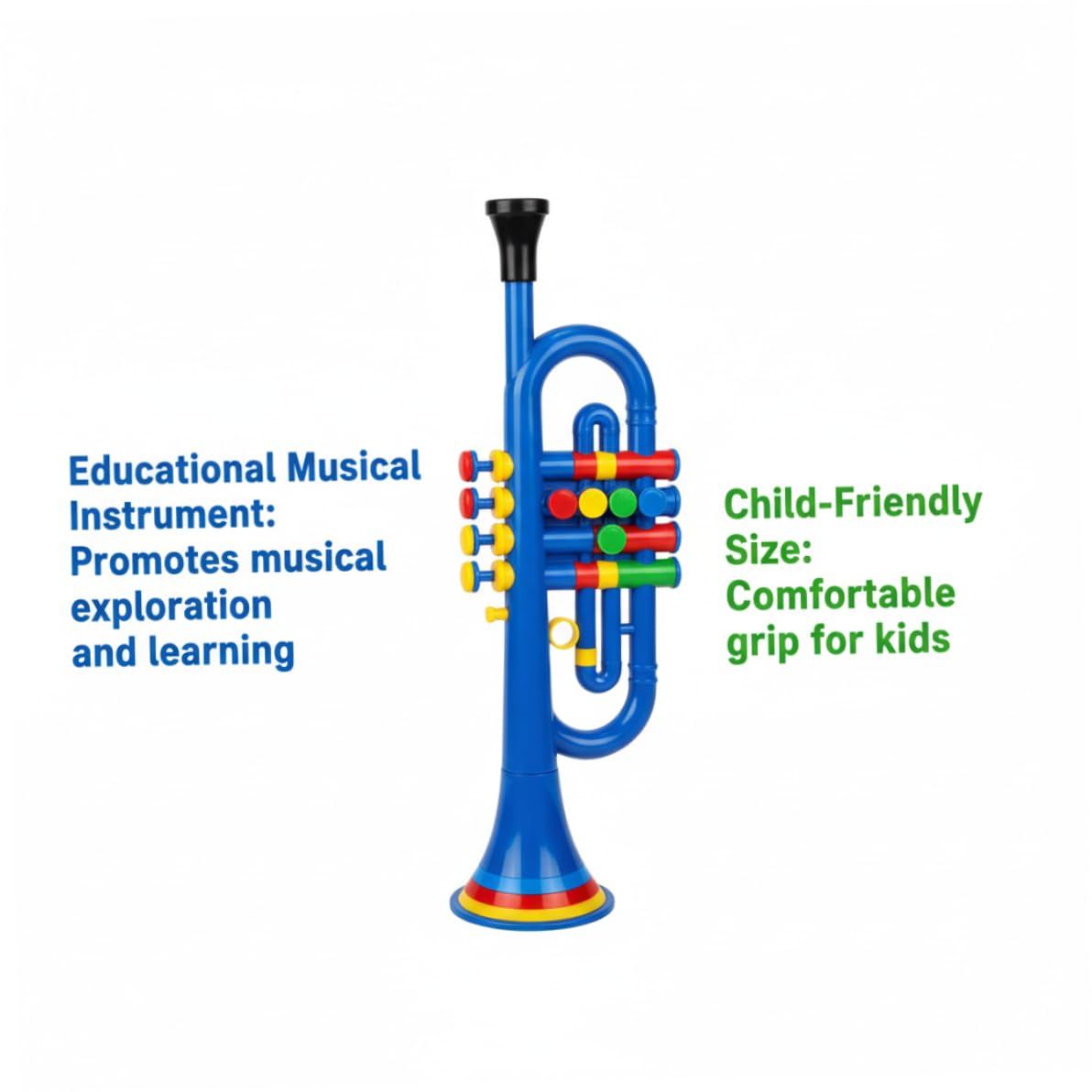 Trompeta de Juguete con 4 Teclas, Trompeta de plástico, Instrumentos Musicales educativos para niñas, niños, Principiantes