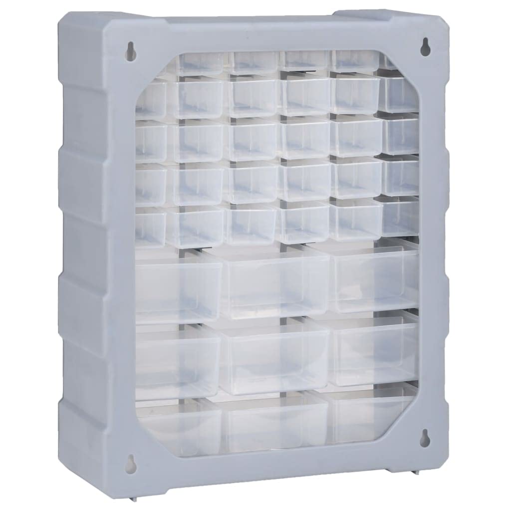 Organizer multi-cassetti con 39 cassetti, 38 x 16 x 47 cm, per officina, cassetti in plastica trasparente per dadi e viti, armadio degli attrezzi da parete