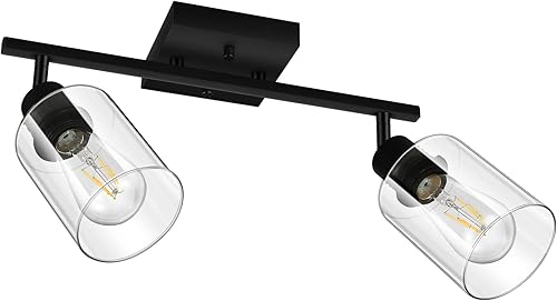 Miniatura 9 de Luminaria de riel, moderna lámpara de cocina con pantalla de cristal, luces LED giratorias de 2 luces, apliques de pared semiempotrados para