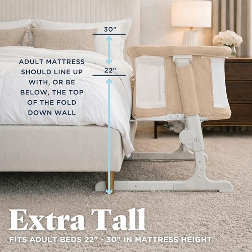 Image of Baby Delight Beside Me Dreamer Bassinet | Bedside Sleeper | 8-Position Height Adjustment | Tan Sherpa
