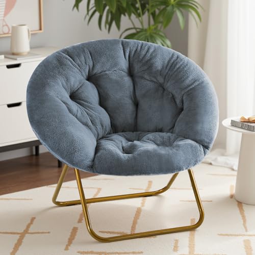 Sweetcrispy Saucer Chairs, Comfy Folding Cozy Faux Fur Living Room