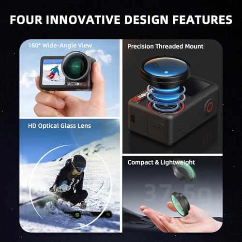 Lente gran angular de 180 FOV compatible con accesorios DJI OSMO Action 5 Pro 5