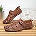 ENOEGMSD Men's Fisherman Sandals Fashion Hand-Stitching Adjustable Hook&Loop Casual Sport Sandals Outdoor Breathable Anti-Slip Leather Closed Toe Beach Shoes (Brown,9)