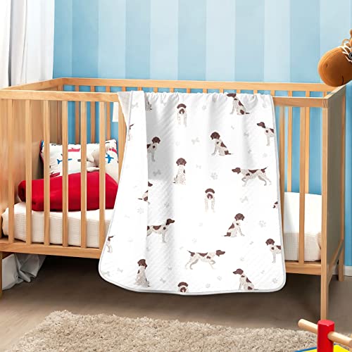 Image of Swaddle Blanket German Shorthaired Pointer Cotton for Infants, Receiving, Lightweight Soft Swaddling for Crib, Stroller, Nursery, Puppy, 30x40 in