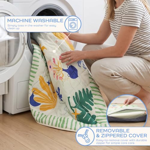 Image of 1.6 inch Thick Baby Play Mat, 71x59 Removable & Machine Washable Cover | Padded Memory Foam, Non-Slip Backing, 100% Baby-Safe Materials, Tummy Time Crawling, Outdoor, Bedroom, Living Room, Nursery