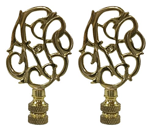 Royal Designs Hand Carved Caste Floral 3" Lamp Finial for Lamp Shade, Polished Brass - Set of 2