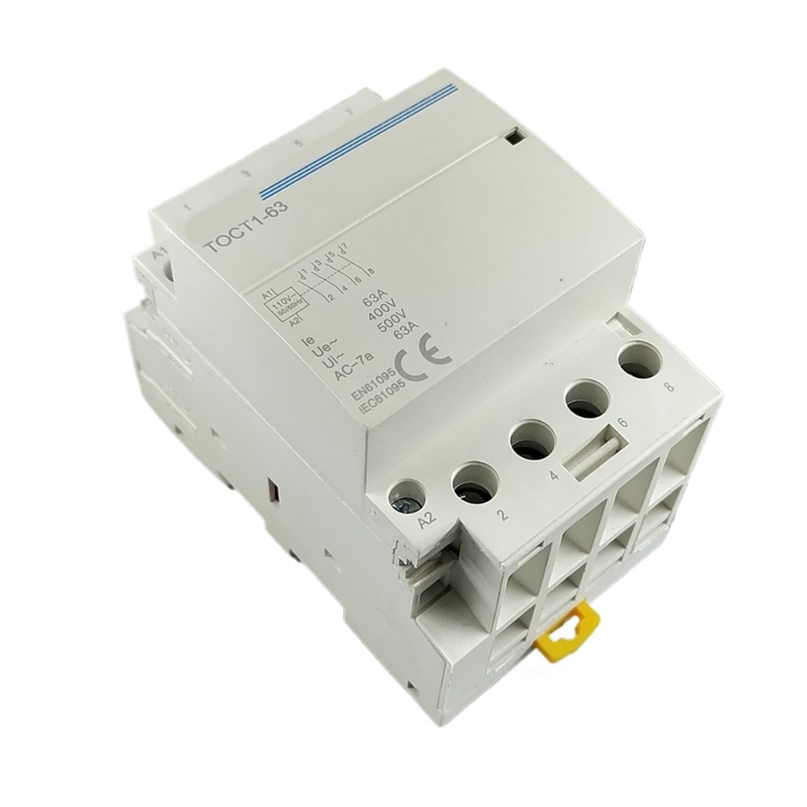HUUOQIWY TOCT1 4P 63A 110V Coil 400V~ 50/60HZ Din Rail Household Ac Modular Contactor 4NO Or 2NO 2NC Contactors 1Pcs(4P 63A 4NO 110V)