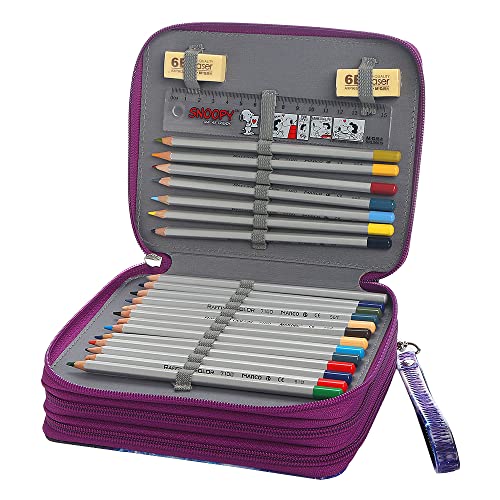 Image of 72 Slots Pencil Case Organizer w /Removal Handle Strap | 3-Layer Zipped Pencils Box Large for Colored Pencils Watercolor Pencils for Office and Travel for Artist