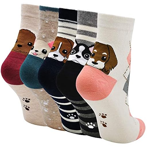 LOFIR Calcetines Divertidos de Algodón para Mujer Calcetines con Dibujos de Animal Perro Gato, Calcetines Vistoso, Calcetines Invierno para Mujer, Talla 35-41, 5 pares | Ya disponible en tu tienda friki favorita! En mundofriki.es!