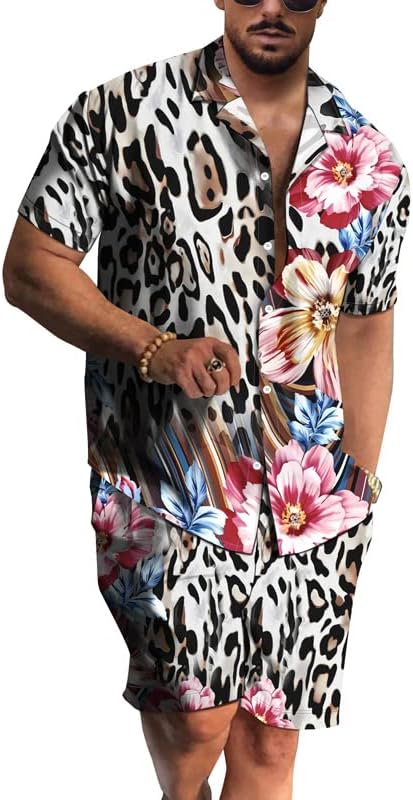 RPOVIG Beach Outfit Matching Shirts Shorts Men's Hawaiian Festival Floral Clothes 2 piece Sets with Bucket Hat - Image 2