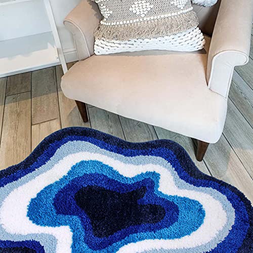 Seavish Cute Cloud Bathroom Rugs Non Slip Washable Soft Shag Novelty 2'X3' Area Rug Blue White Abstract Bath Shower Mat Kids Nursery Rug Door Mat Entryway Rug Room Decor For Bedroom Playroom Restroom #TOP5