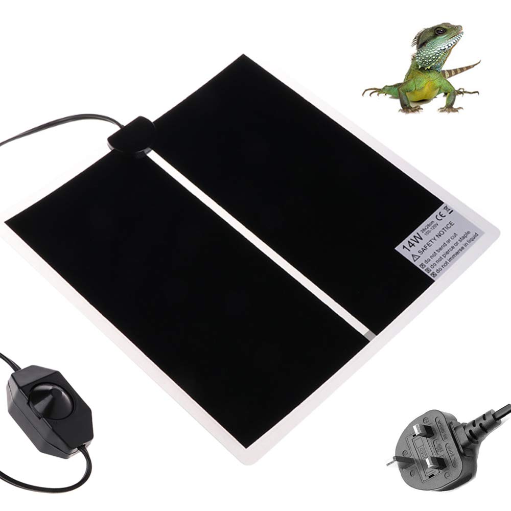 Reptile Heat Mat - 14W Reptile Heating Pad, Tank Warmer with Temperature Controller for Turtle, Tortoise, Snakes, Lizard, Gecko, Spider, Crawler (14W - 11”*11”)