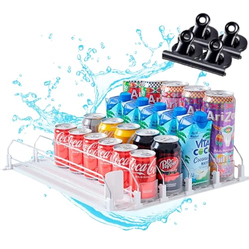 AMZENTIALS - Organizador Nevera Latas | Organizador de Bebidas Compacto para Refrigerador con Clips Magnéticos...