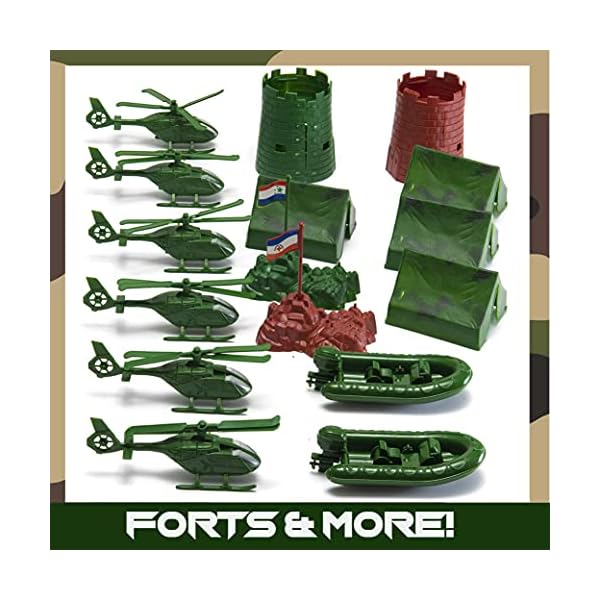 JaxoJoy 200-Piece Army Men Military Set - Cool Mini Action Figure Play Set w/Soldiers, Vehicles, Aircraft & Boats - Pretend WWII Army Base & Military Toy Figurines for Boys - Image 6