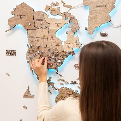 Enjoy The Wood 3D LED World Map Decor Cover