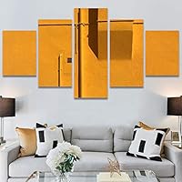 SIGNWIN 5 Panel Canvas Wall Art Architecture & Maps Closeup Cool Industrial Multicolor Patterns for Home Decorations Ready to Hang - 60