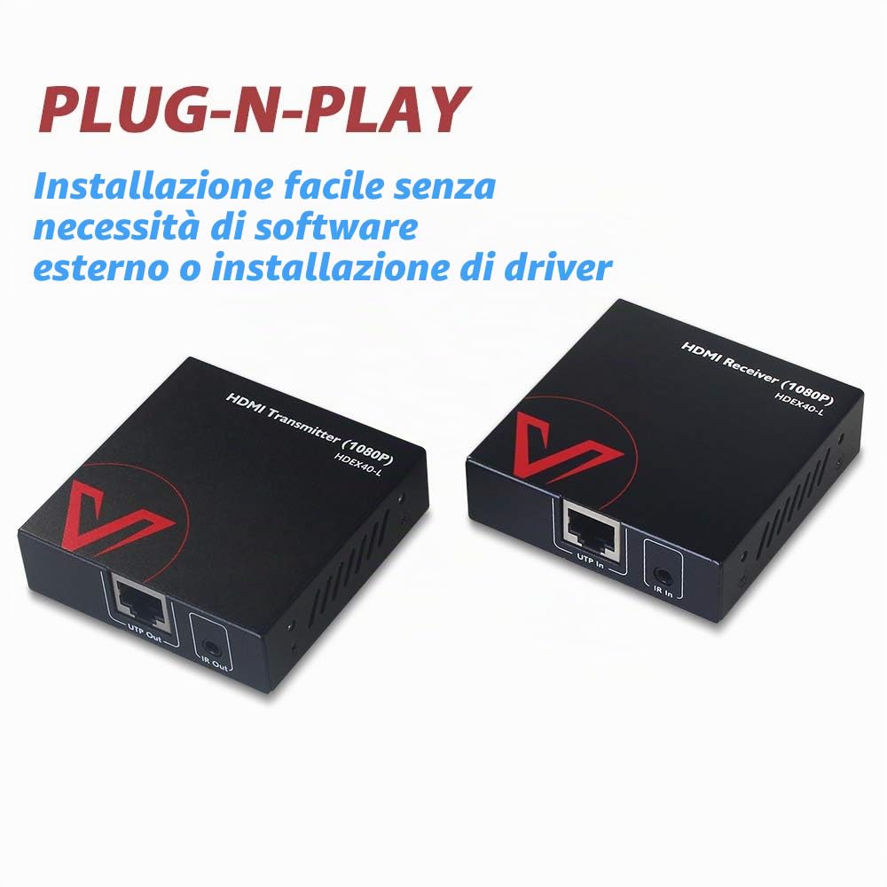 AV Access Estensore HDMI con IR, FullHD 1080p@60Hz fino a 50m/164 piedi, Funzione PoC, Interruttore EQ per Cavo da 30m/50m, Balun HDMI su Cavo Ethernet Cat5e/6a/7