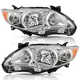 TUSDAR Headlight Assembly for 2011-2013 Toyota Corolla 4-Door Headlamp Replacement Driver and Passenger Side Chrome