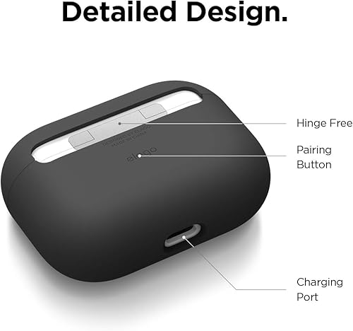 Miniatura 7 de elago Funda de silicona líquida compatible con AirPods Pro, protección de triple capa, diseño de protección, soporta carga inalámbrica, luz LED