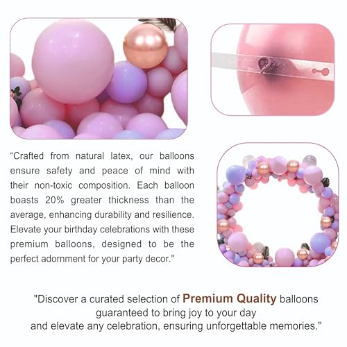 Image of Happy Birthday Balloons Decoration Kit - 71 Pcs Pastel Pink, Purple & Rose Gold Chrome Balloon Garland Set for Birthday Parties & Celebrations | Birthday Decoration Items for Kids & Girls
