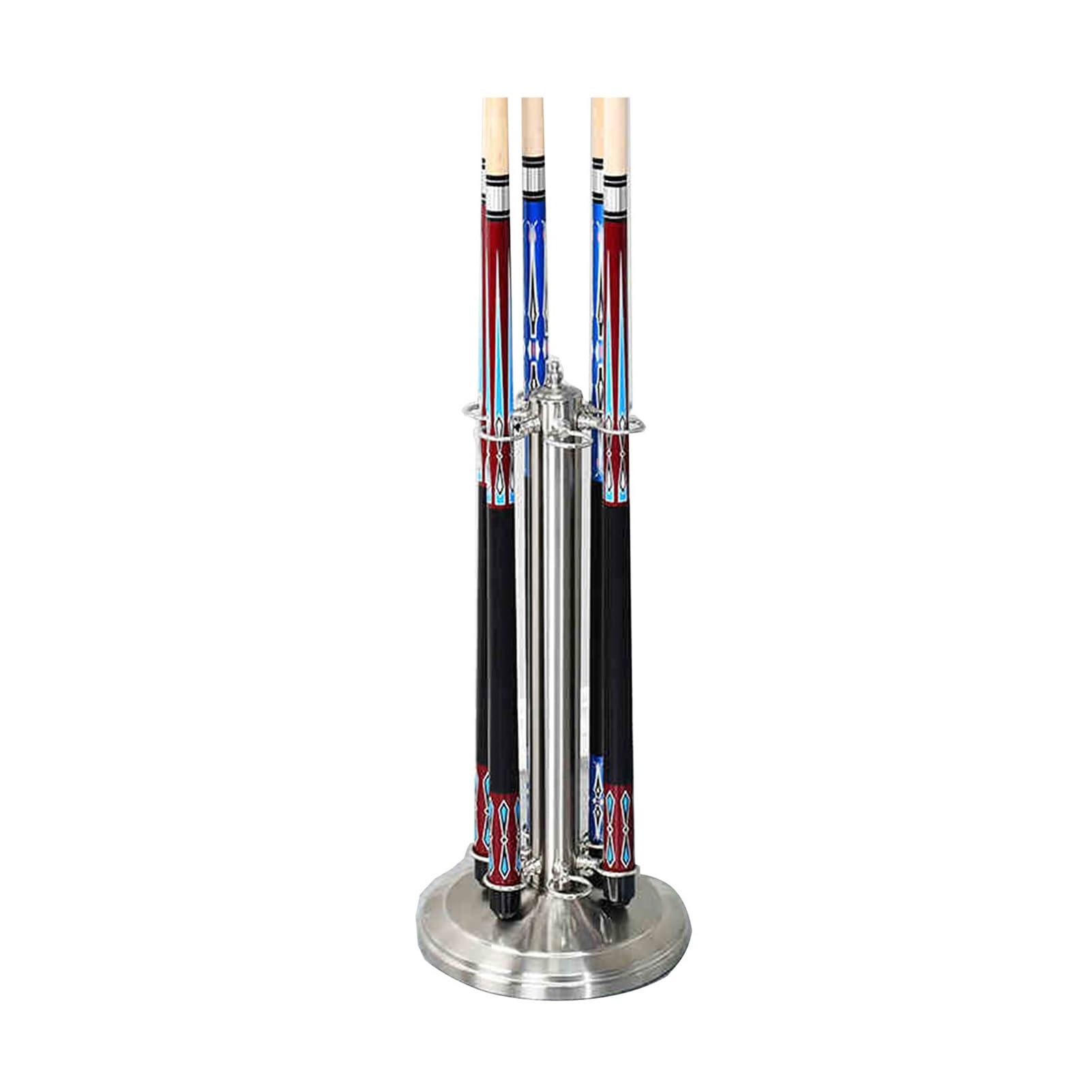 XNXYSMKJ Freestanding Billiard Cue Rack, Holds 6 Cue Sticks, Easy Installation for Pool Table Storage and Display,Stable Cue Holder Design (Silver)