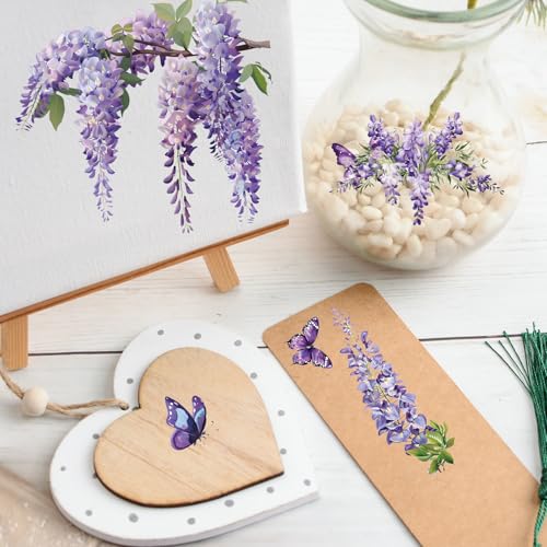WANDIC 6 Sheets Rub On Transfer Sticker, Purple Vine Floral Pattern Sticker Decal for DIY Scrapbooking Photo Albums furniture,15 * 30cm - Image 4