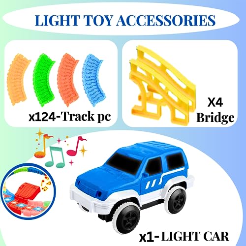 Image of Led Racing Car Toys for Kids with Bridge & 1 Mini Car Track Set for Kids Toys for 3 + Year Old Boy