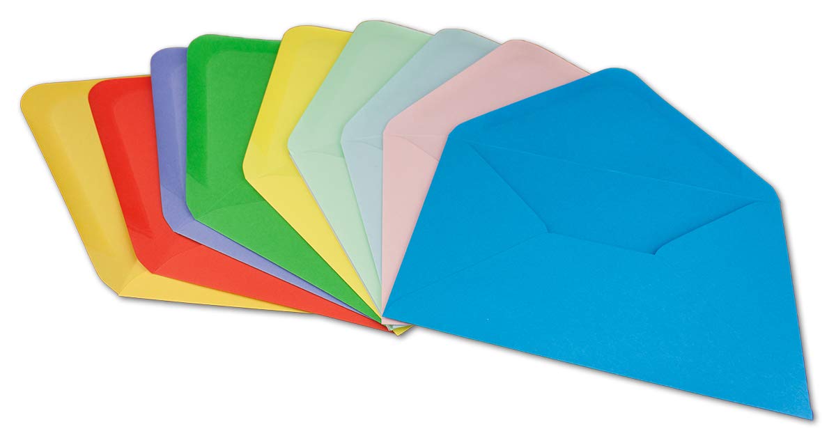 50 kolorowych kopert DIN C5-100 g/m² koperta bez okienka 16,2 x 22,9 cm - klejenie na mokro spiczasta klapa - koperty zestaw kolorowych do majsterkowania - środek żarzący