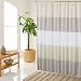 juyou Fabric Shower Curtain for Bathroom Waterproof and Mildew-Resistant Textile，Striped Design，71" W×71" L