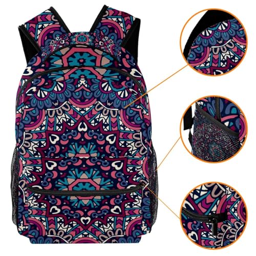 Sac à dos d'école ergonomique et résistant mandala multicolore - 3