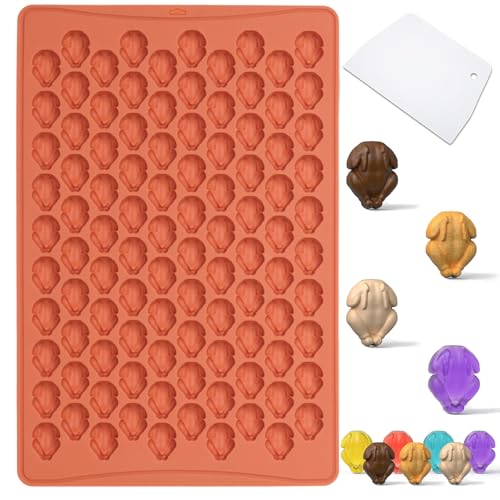 Amyandone Mini moules en silicone pour Thanksgiving, 100 cavités en forme de dinde pour chocolat/bonbons/fondant/gomme, mini moule à dinde pour décorations de Thanksgiving (avec un grattoir)