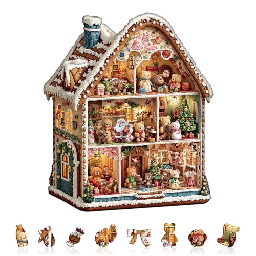 Jigfoxy Bear's Christmas House Wood Puzzle