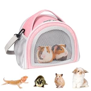 YUDODO Hamster Carrier Guinea Pig Carrier Bag Small Animal Sugar Glider Pouch Gerbil Hedgehog Portable Travel Carrier Outdoor Hangbag Flying Squirrel Rat Carrier (X-Large, Pink)