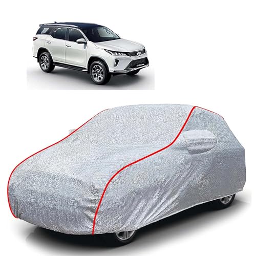 Image of Sulfar 100% Waterproof Car Body Cover Compatible with Mirror for Toyota Legender (Triple Stitched, Full Bottom Elastic, Magic Silver with Red Piping)