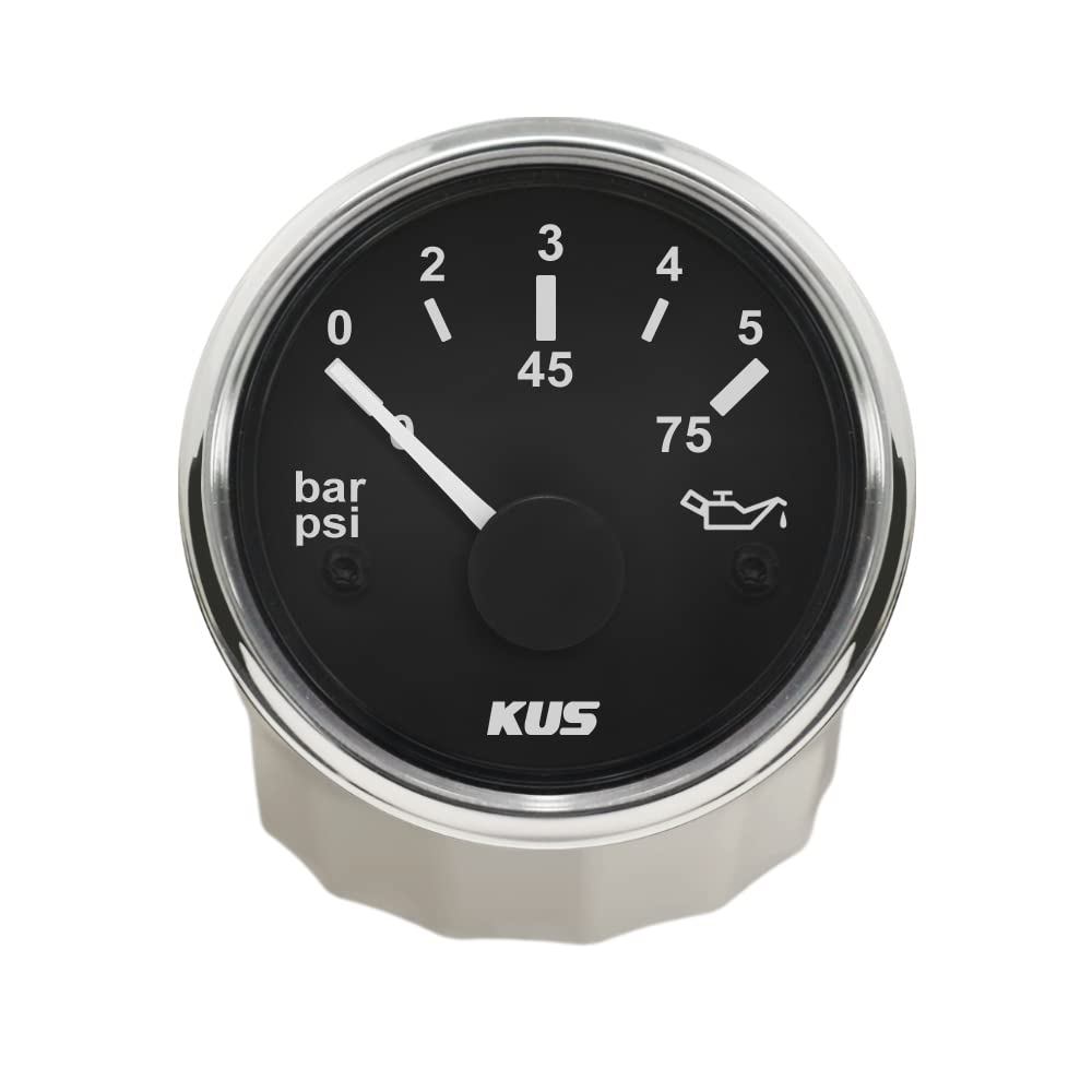 KUS aceite combustible Medidor de presión 0-5bar 0-75psi con retroiluminación 12V/24V 52mm (2")