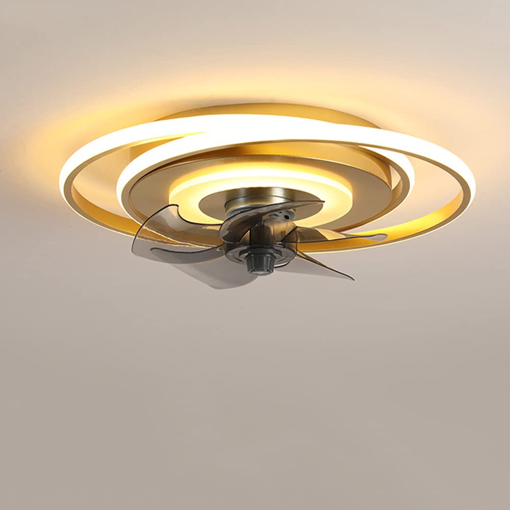 SXSHEYS POKHDYE Modern Minimalist Ceiling Fan Lamp, Embedded Leafless Fan, Infinitely Dimmable Low-Profile Indoor 48W Corridor Bedroom Living Room Study