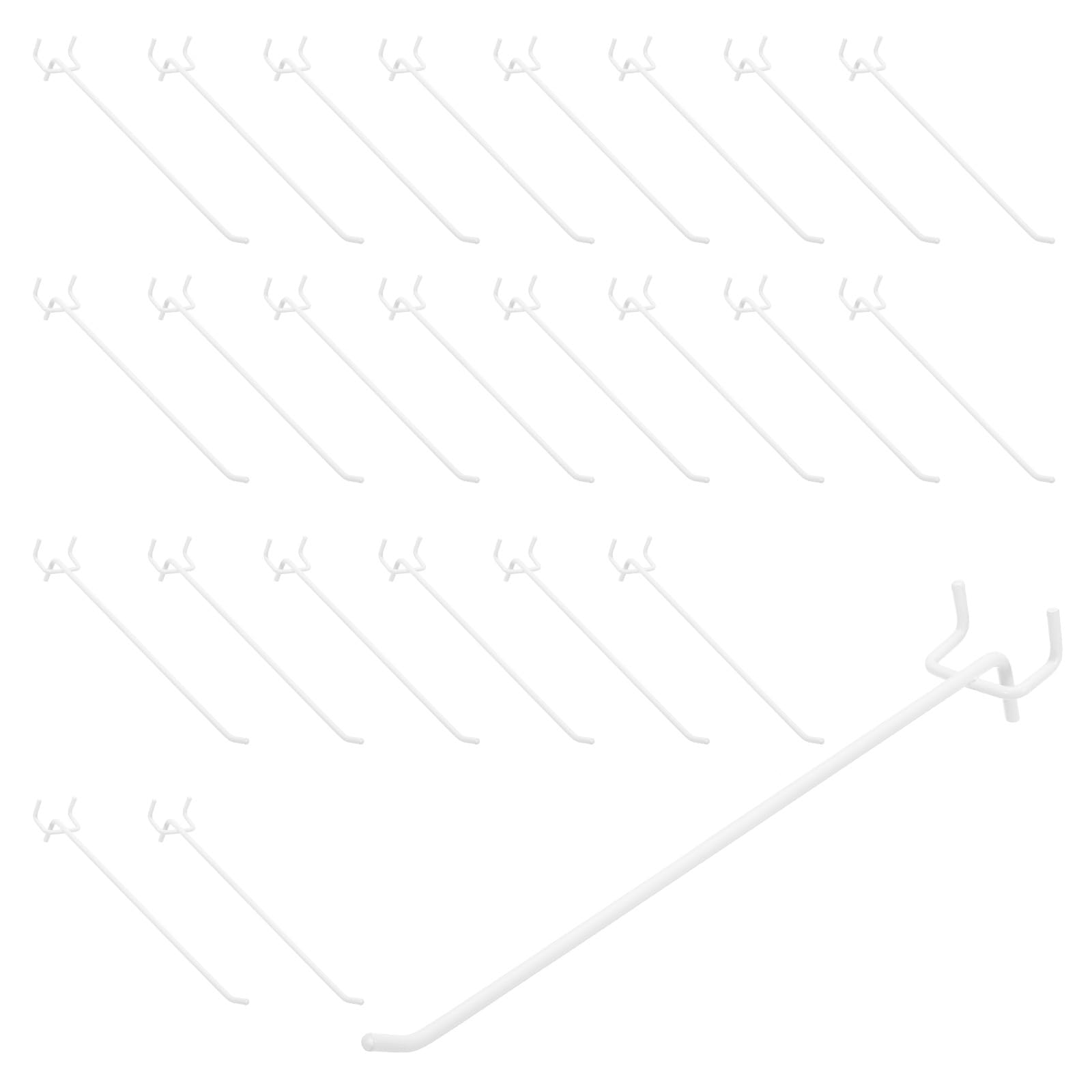 QUARKZMAN 50 Pcs Ganchos Pesados Para Paneles Perforados, Ganchos De Estantería De 8 Pulgadas Para Paneles Perforados De 1/4", Organizador Para Garaje, Oficina Y Cocina, Blanco