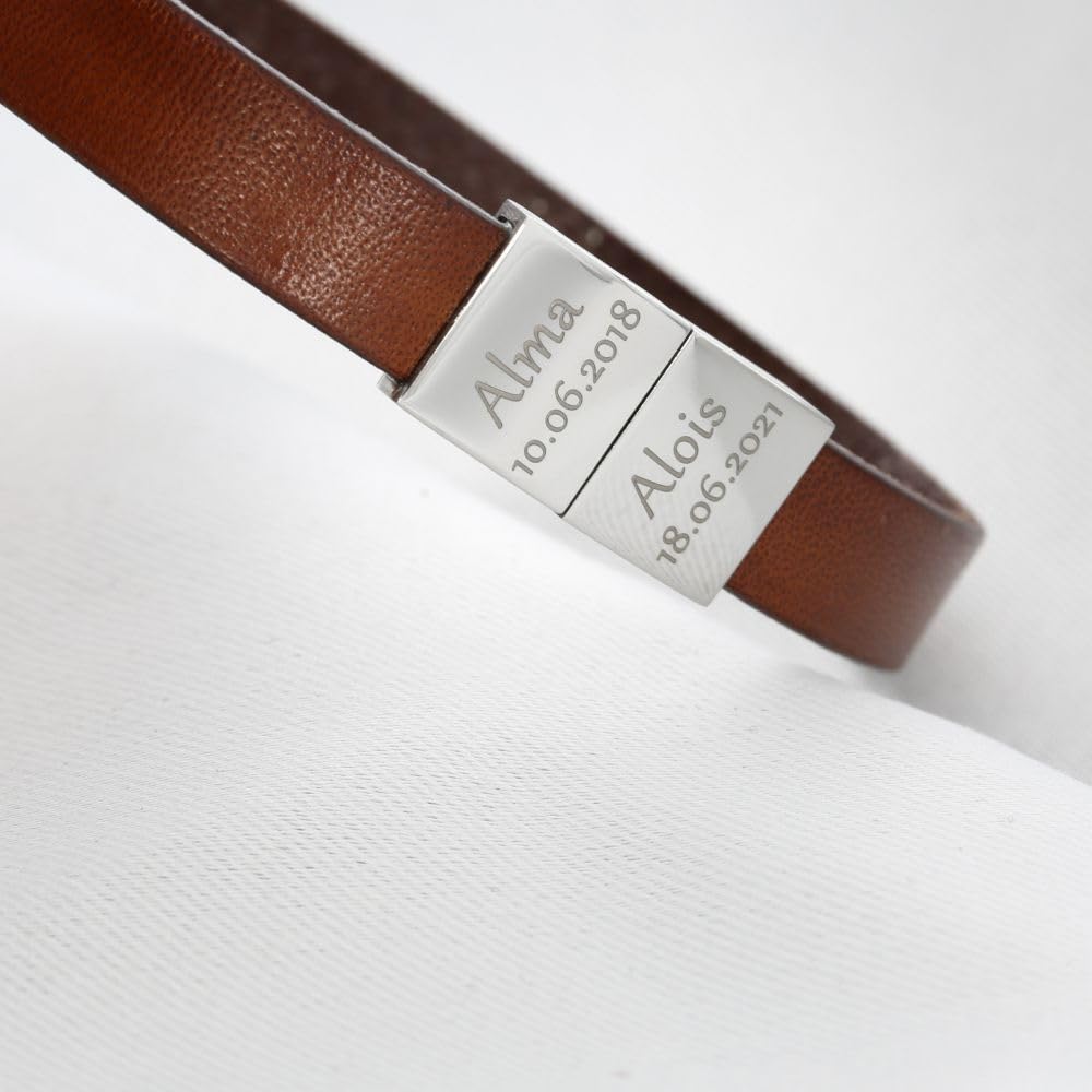 Namensarmband Leder Herren Lederarmband Koordinaten oder Spruch Armband mit Gravur Männer Herrenschmuck Gravur Männerschmuck | HANDMADE IN GERMANY