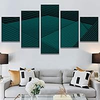 SIGNWIN 5 Panel Canvas Wall Art Modern Art Contemporary Dramatic Geometric Mixed Media Multicolor Patterns for Home Decorations Ready to Hang - 60