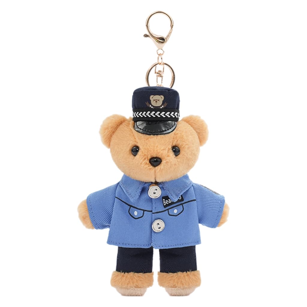 Elnwnnkc Polices Bear Keychain Charm Unique Polices Bear Chain Soft Plush Keyrings Bag Decoration for Everyday